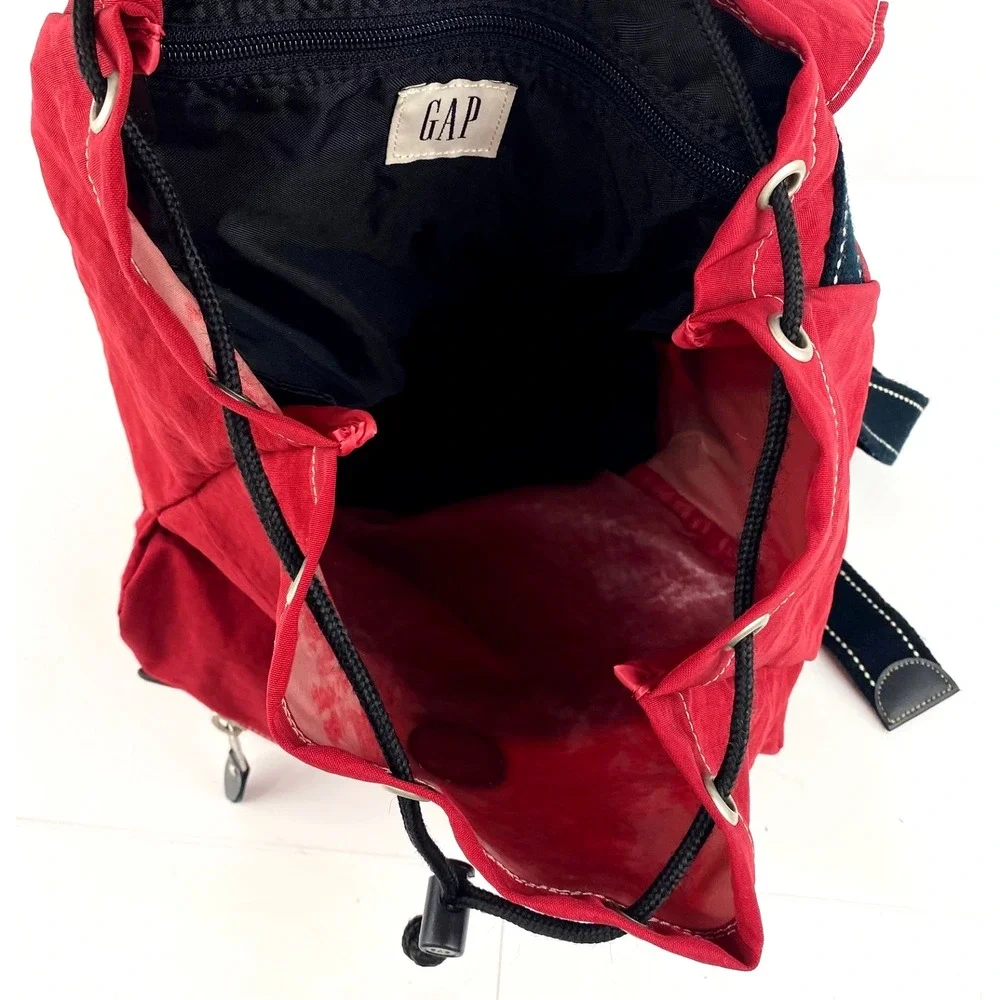 Gap Nylon Backpack Satchel Red & Black Large EUC Big Zip Shoulder Bag School Bag